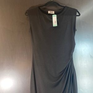 Cinched midi black knit wrap dress small Verse NWT